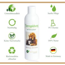 Tiersp&uuml;lung | Bio | sanfter Conditioner tensidfrei &amp; silikonfrei | hypoallergen | auf Zitrusbasis | 250 ml | neuer Glanz f&uuml;r Kurz- und Langfell | K&auml;mmhilfe Entfilzung