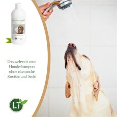 Hundeshampoo MAXI | Bio | sanfte Fellpflege ohne Chemie &amp; Seife | gegen Juckreiz | hypoallergen | mit original marokkanischer Lavaerde | 500 ml | extra f&uuml;r gro&szlig;e Hunde